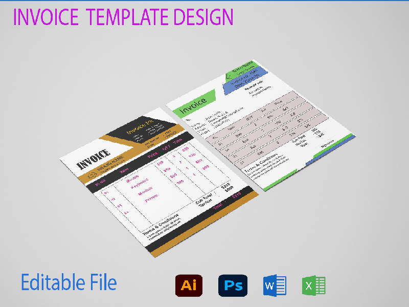 I Will Create Professional Invoice Design Template 