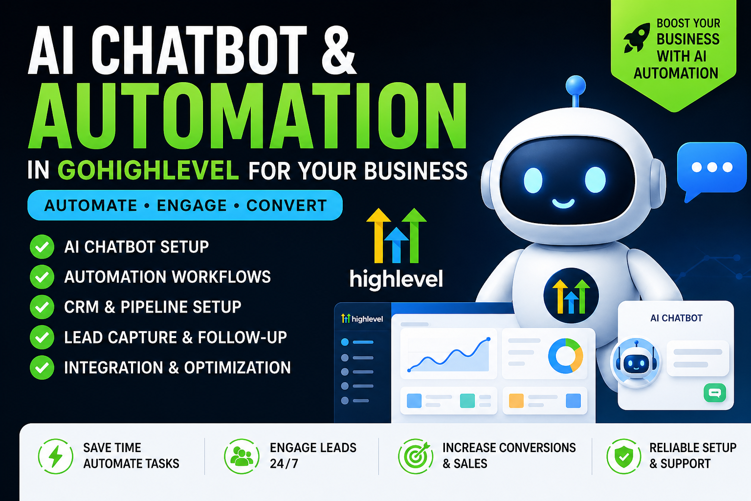 I will create AI chatbot and CRM automation system us...