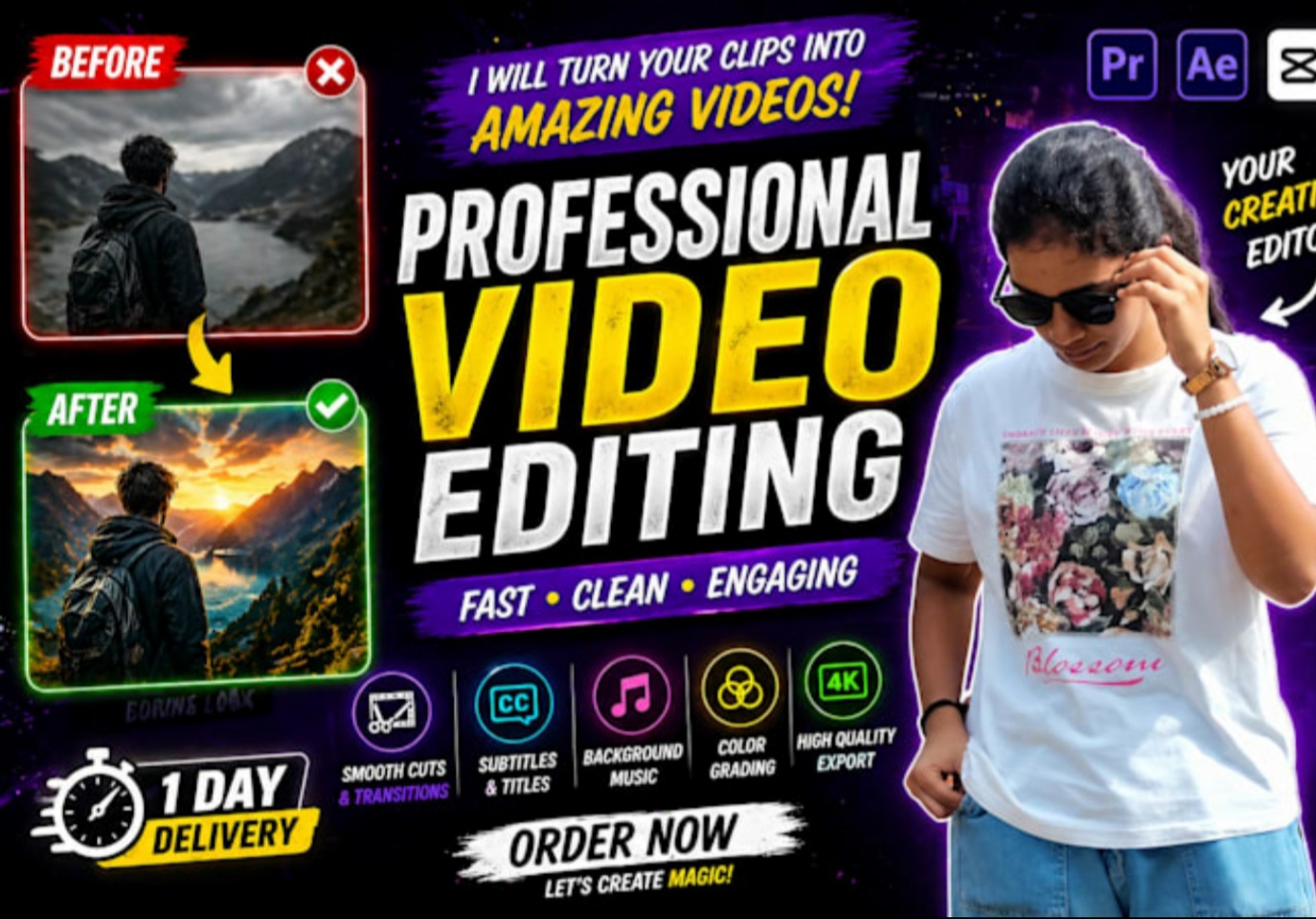 I will edit professional videos for YouTube and Instagram