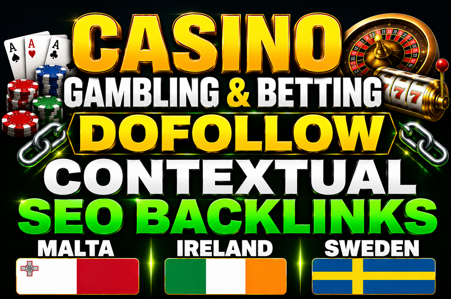 Casino/ Gambling/ Betting Site To 20 Manual Dofollow Contextual SEO Backlinks Malta/Ireland & Sweden