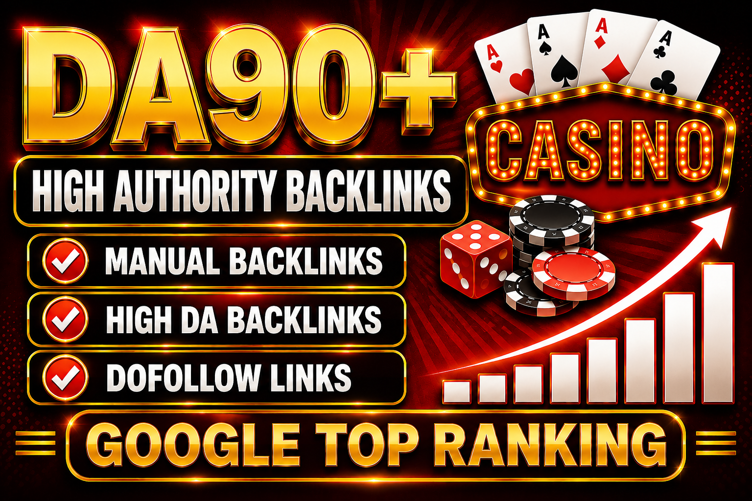 Build 50 High Authority Casino Poker Slots Backlinks With Manual SEO Link Building Service