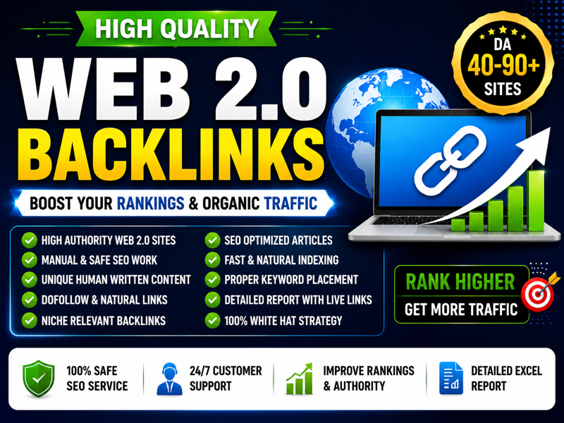 I Will Create High Quality Web 2.0 Backlinks for SEO Rankings and Organic Traffic