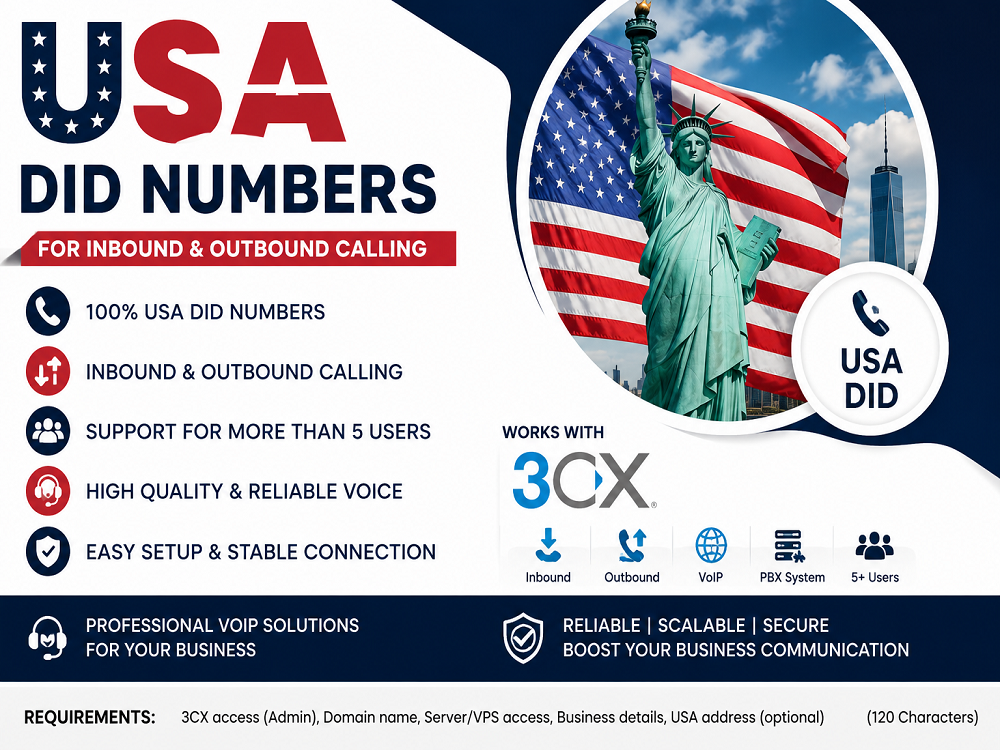 I will provide USA DID numbers for VoIP, SIP trunk a...