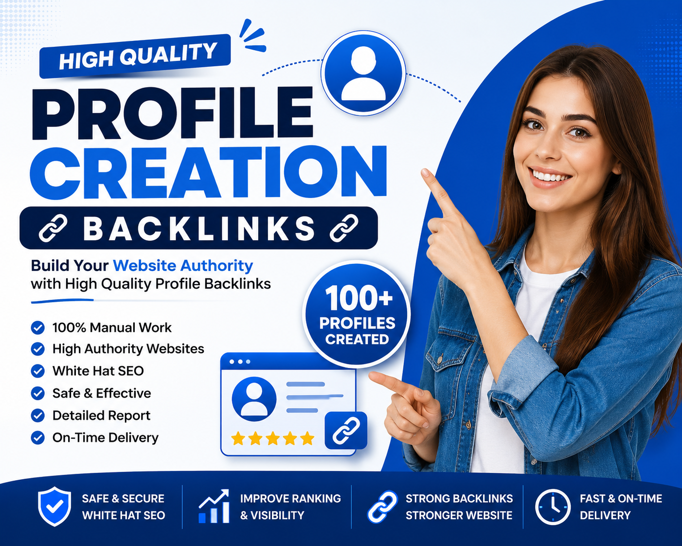 I Will Create 100 High Quality Profile Creation Backlinks Manually for SEO