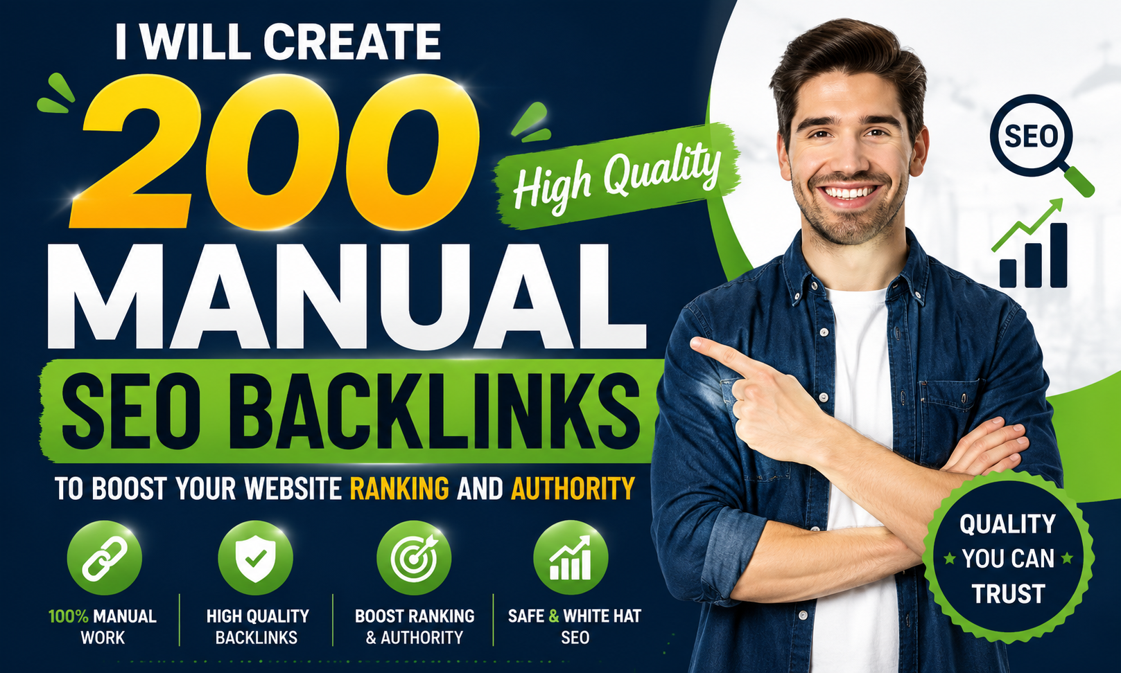 I will create 200 manual SEO backlinks for your website