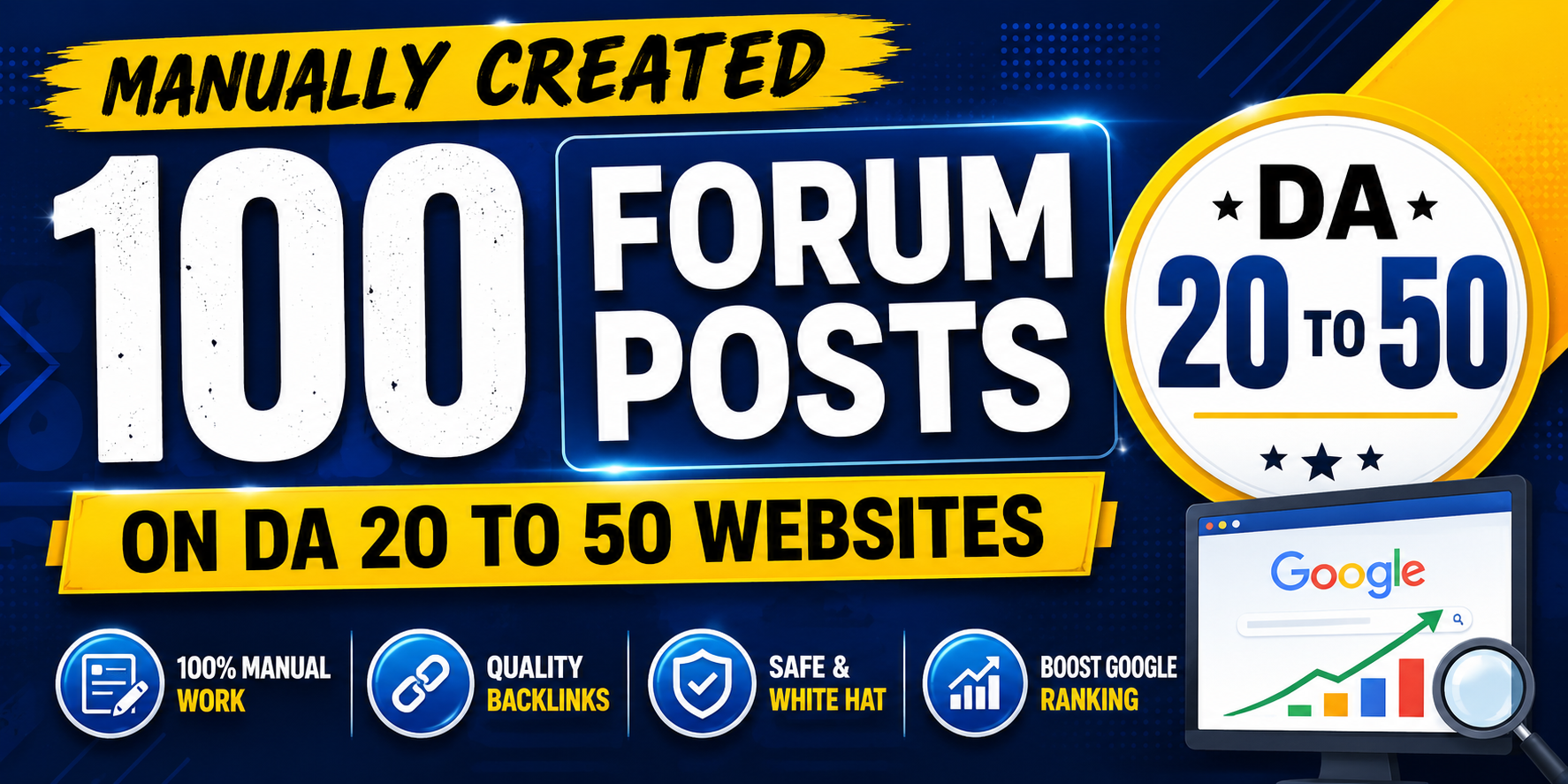 Manually Created 100 Forum Posts On DA 20&ndash;50 Websites To Boost Google Ranking