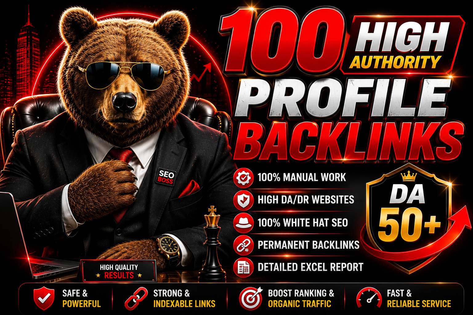 I will create 100 DA50+ PROFILE BACKLINKS manually