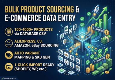 I will do bulk product sourcing and e commerce data entry via csv