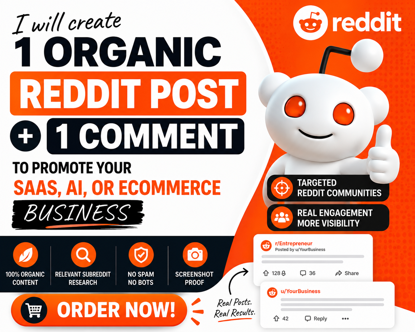I will create 1 Reddit post and 1 comment to promote ...