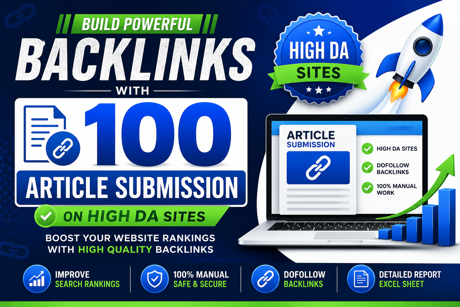 Build Powerful Backlinks with 100 Article Submissions on High DA Sites SEO Ranking Boost