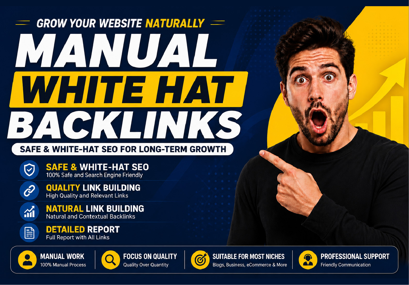 I will provide manual white hat SEO link building for natural website growth