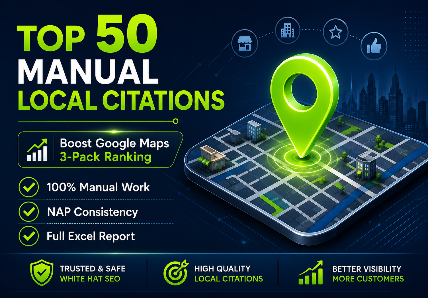 I will do Top 50 High-Authority Manual Local Citation...