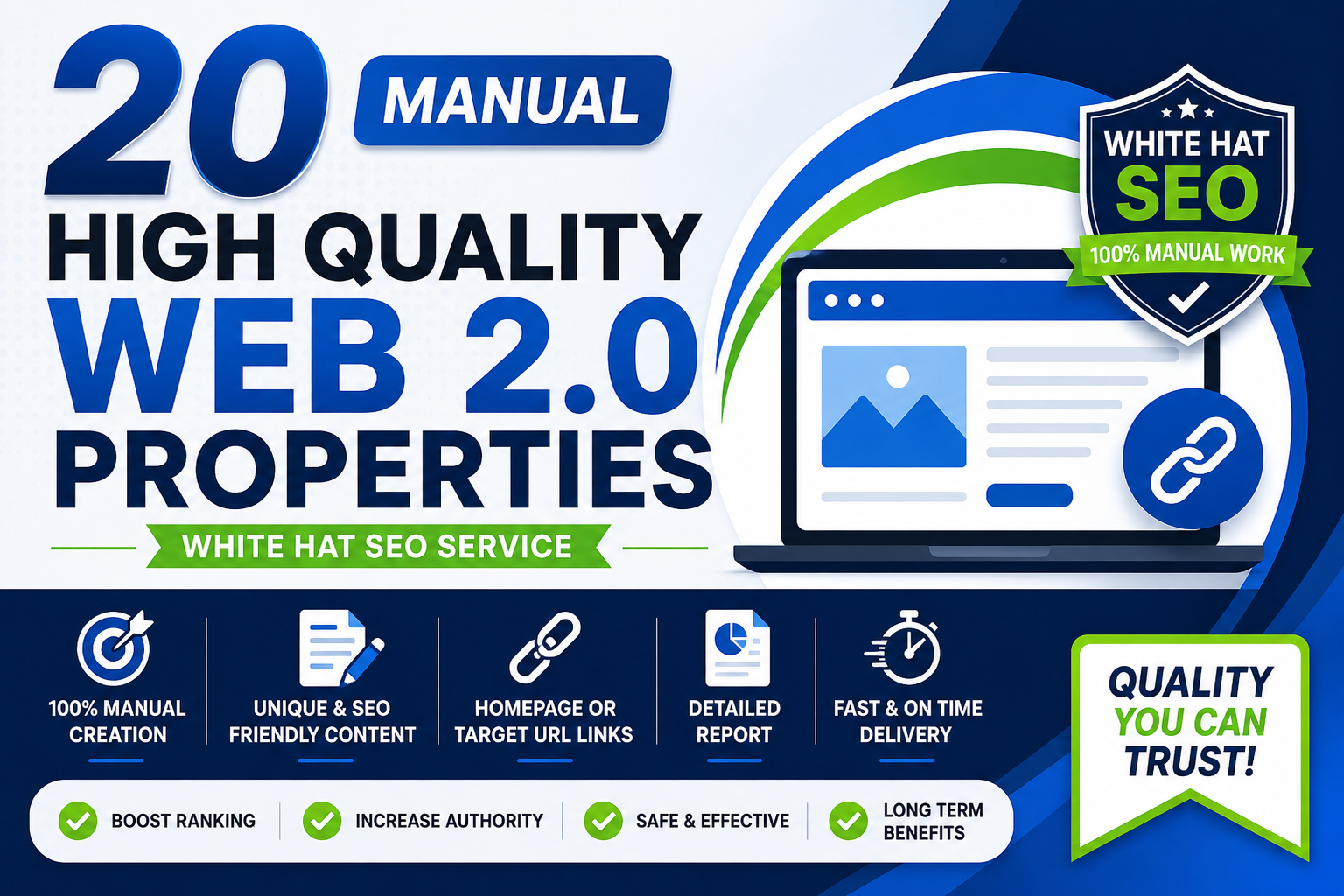 I Will Create 20 Manual High Quality Web 2.0 Properties for White Hat SEO