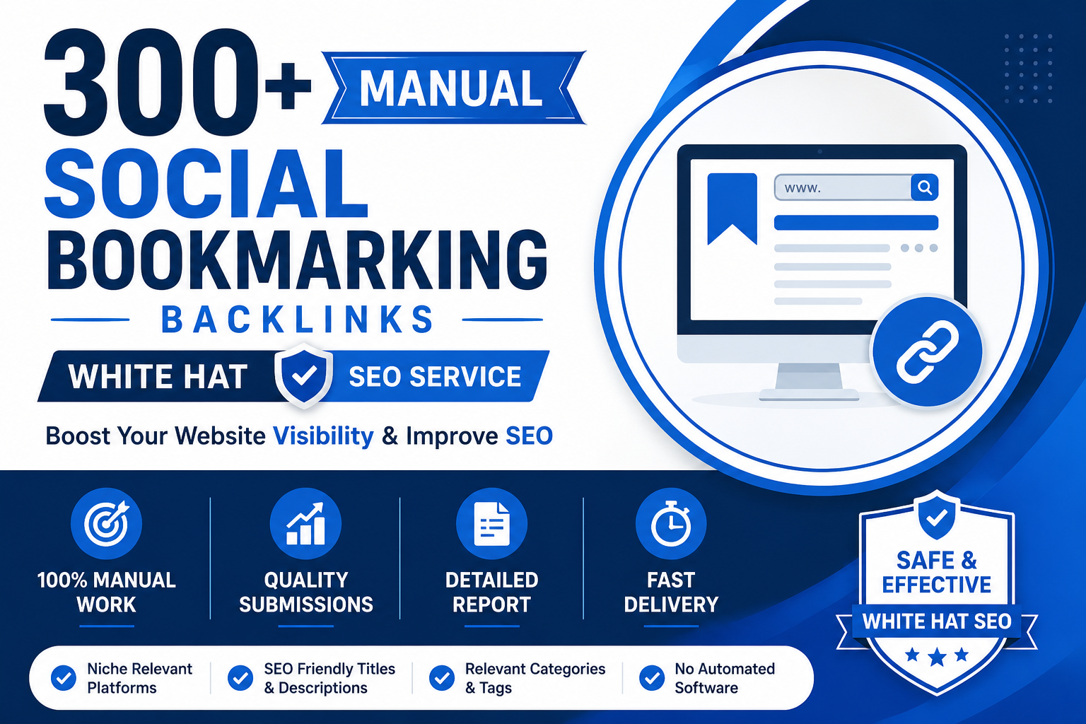 I Will Create 300 Manual Bookmarking Backlinks for White Hat SEO