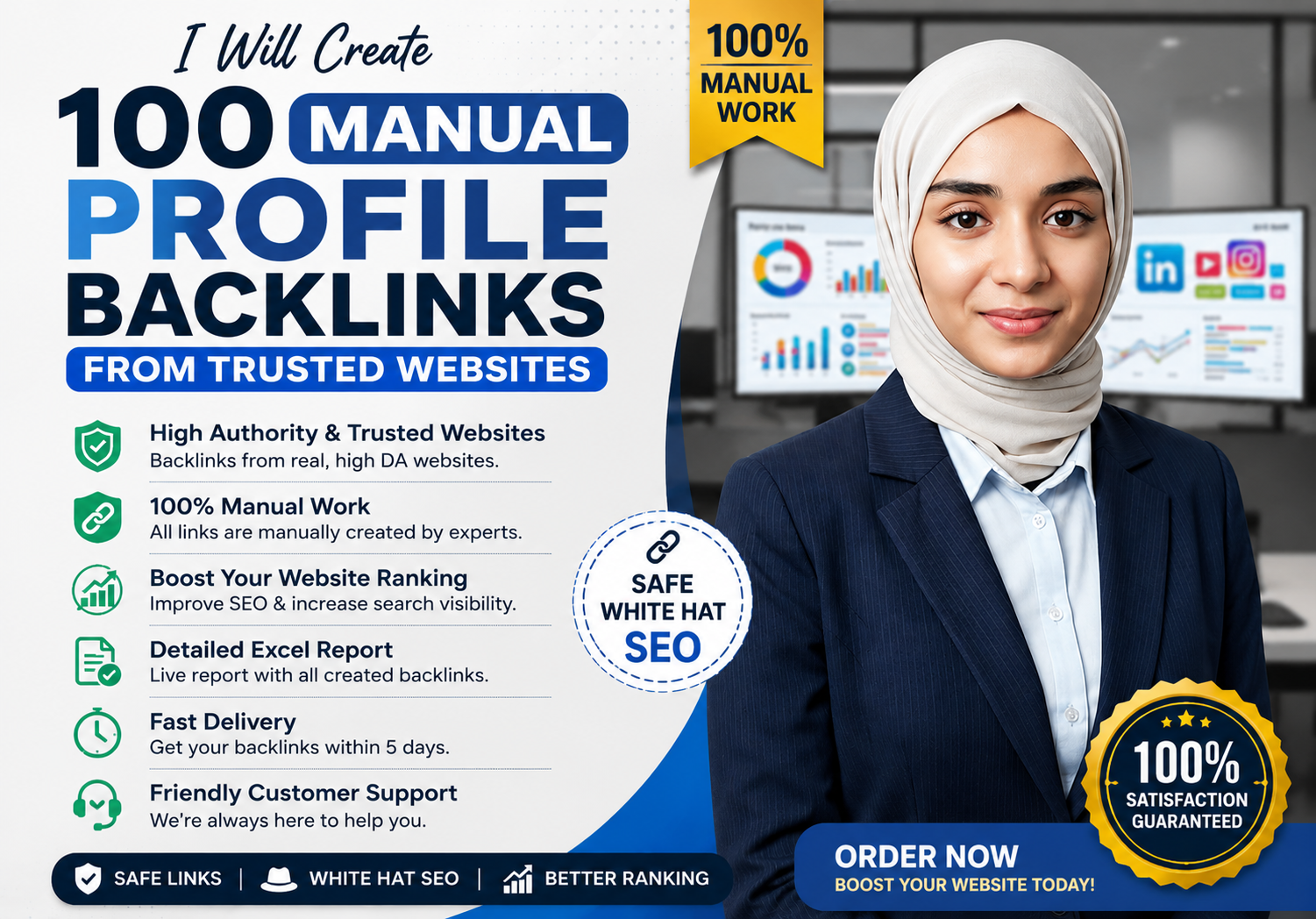 I Will Create 100 Manual Profile Backlinks from Trusted Websites