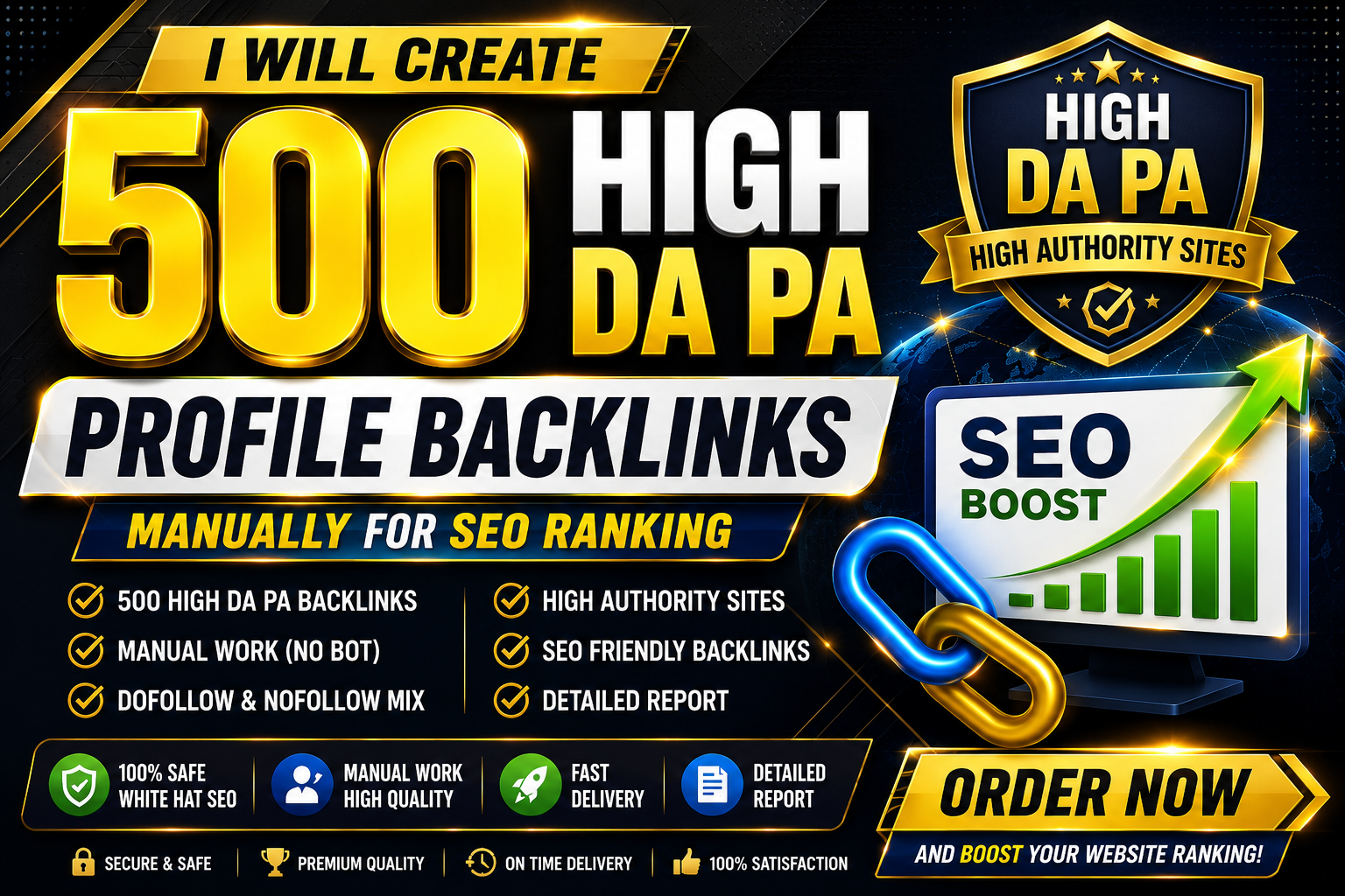 I will build 500 high DA PA profile backlinks manuall...