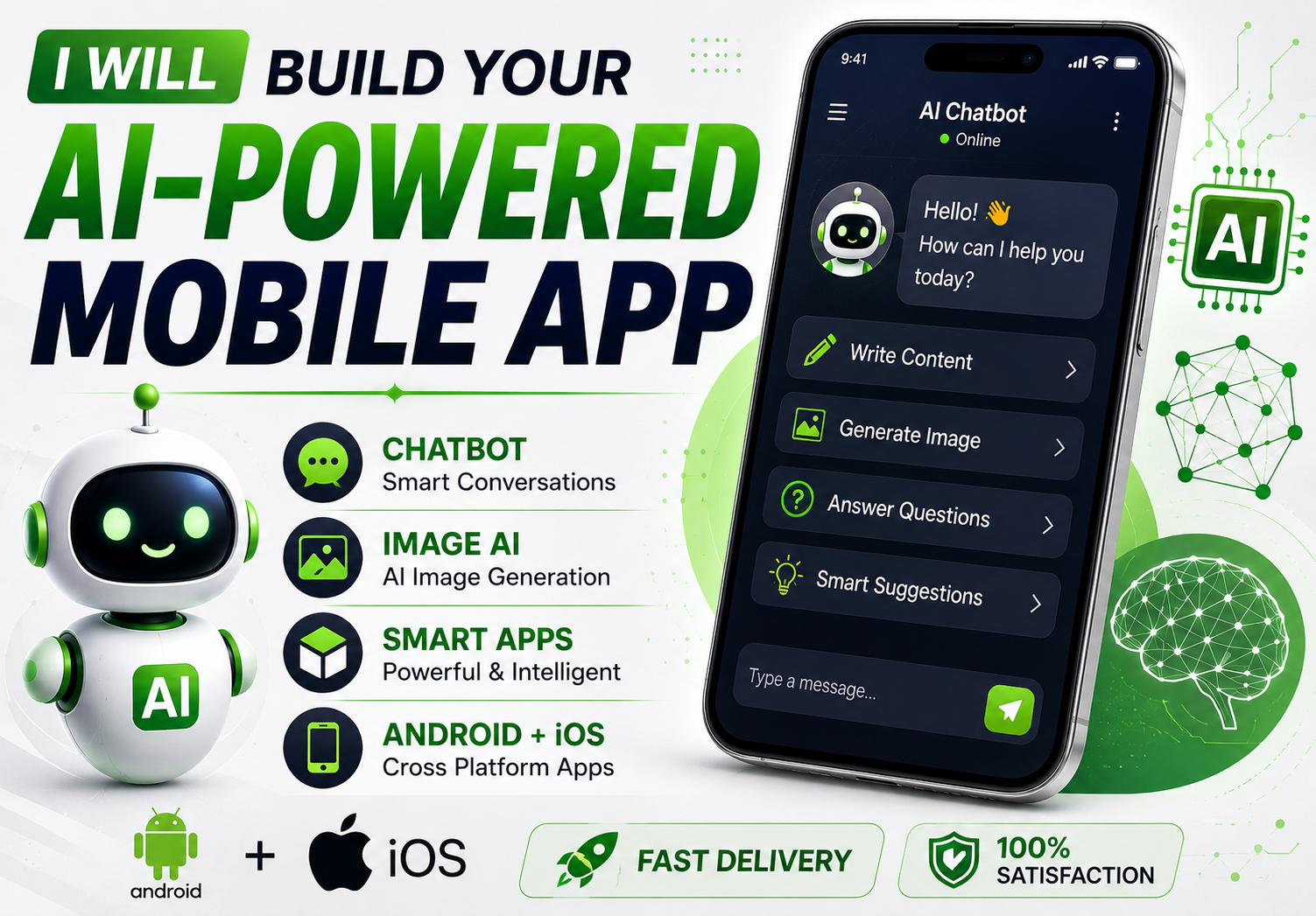 I will build a modern AI-powered mobile app for Android and iOS