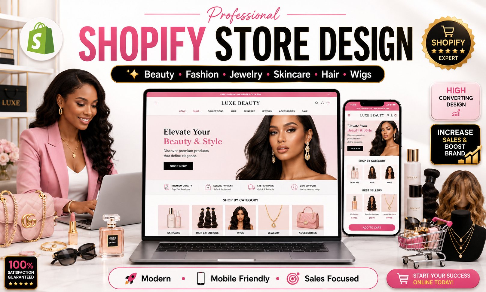 I Will Design a Shopify Beauty, Fashion, Jewelry, ...
