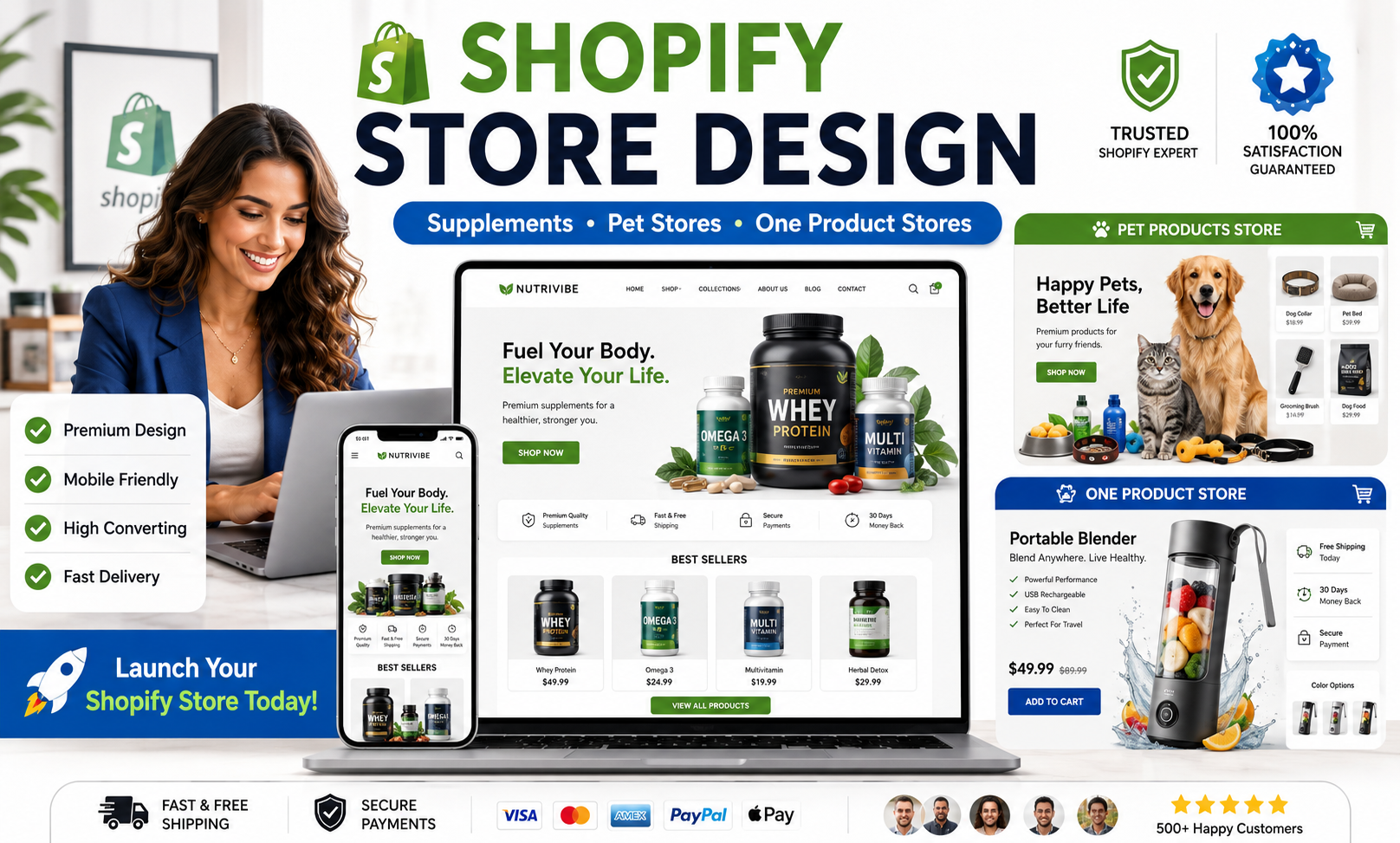 I Will Design a Shopify Supplement, Pet, or One Pro...