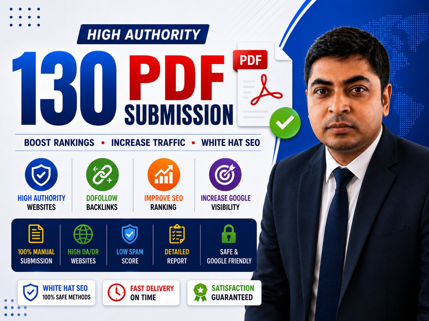 I will provide 130 high authority PDF submission serv...