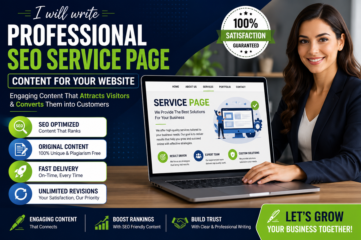 I will write professional SEO service page content for your website