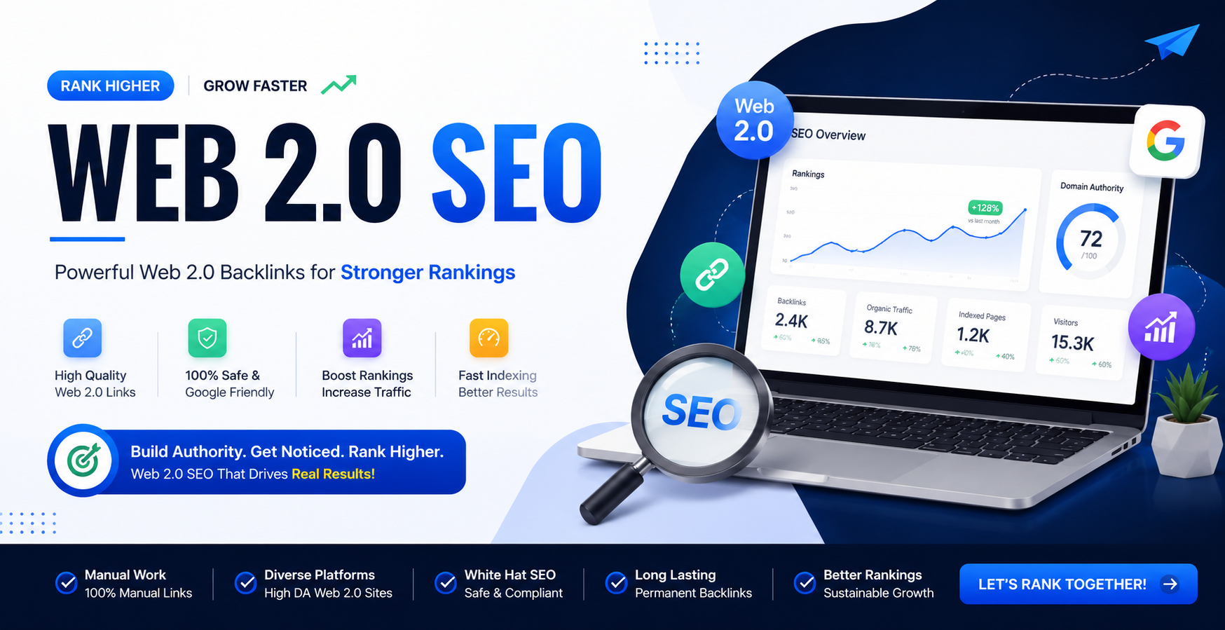 100 Premium WEB 2.0 Backlink for Better Rankings, Tru...