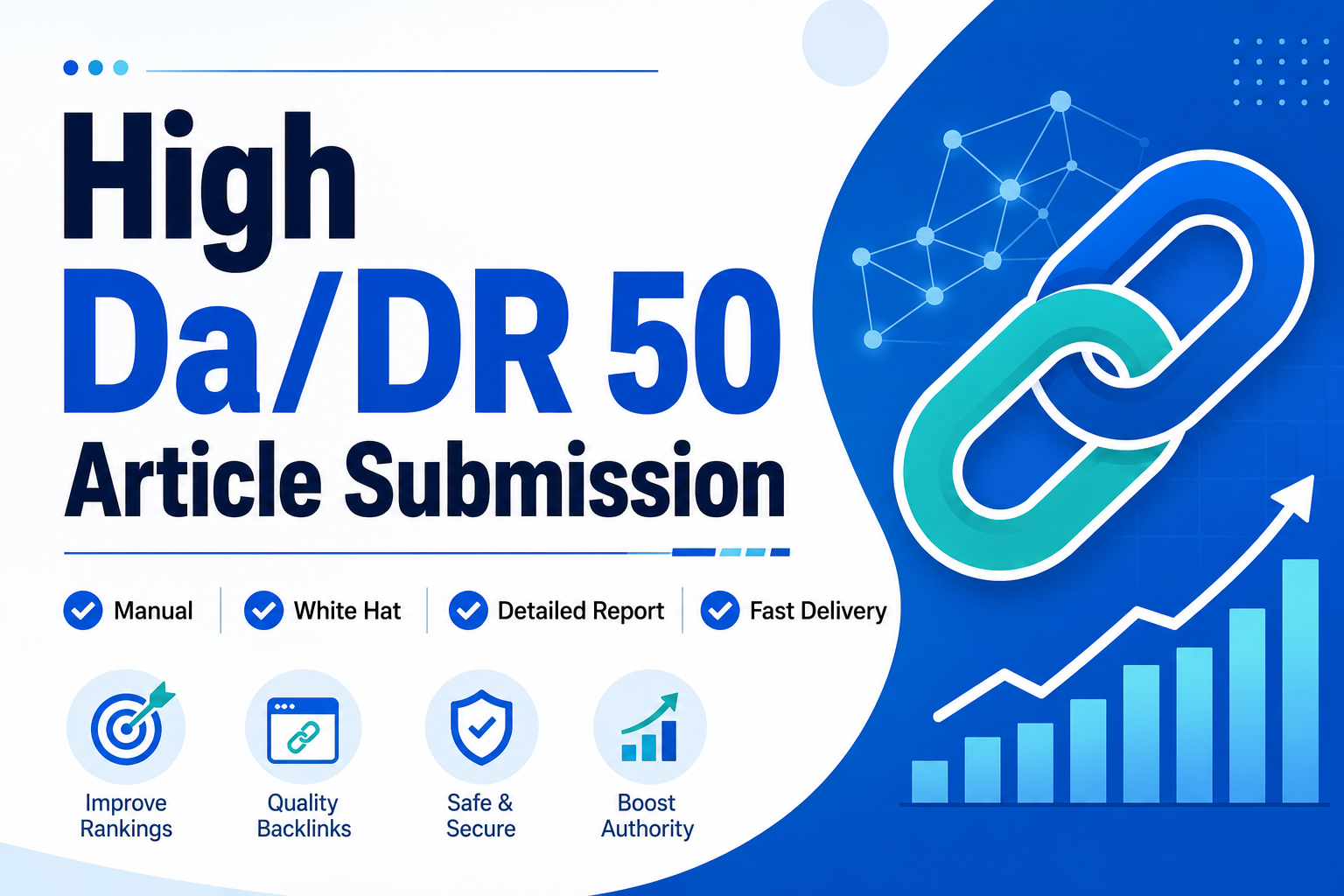 50 High DA/DR Article Submission Backlinks for Off-Page SEO