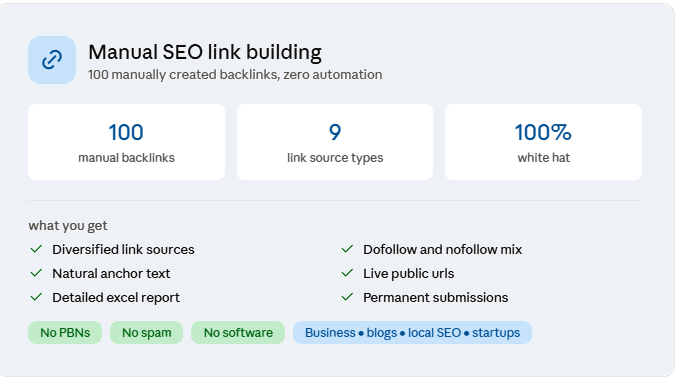 100% Manual SEO Link Building Service | 100 Diversified Backlinks From Authority Platforms