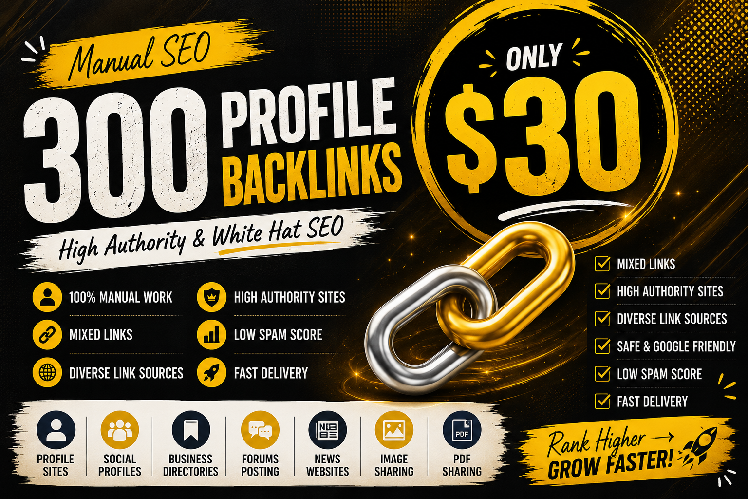 I Will Create 300 High Authority Manual Profile Backlinks for SEO, Google Ranking & Off Page SEO