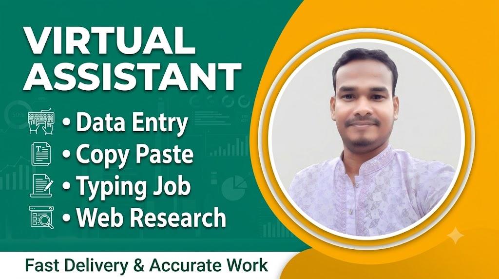 I will do accurate data entry, copy paste and web research as your virtual assistant