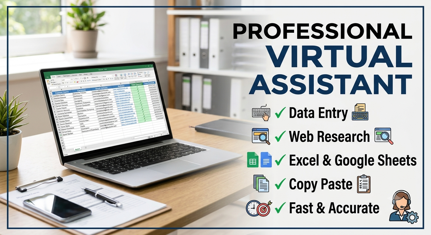 I will do data entry and admin work as your reliable virtual assistant 