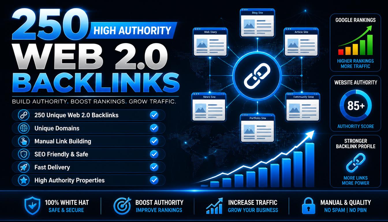 250 High Authority Web 2.0 Backlinks for SEO Rankings