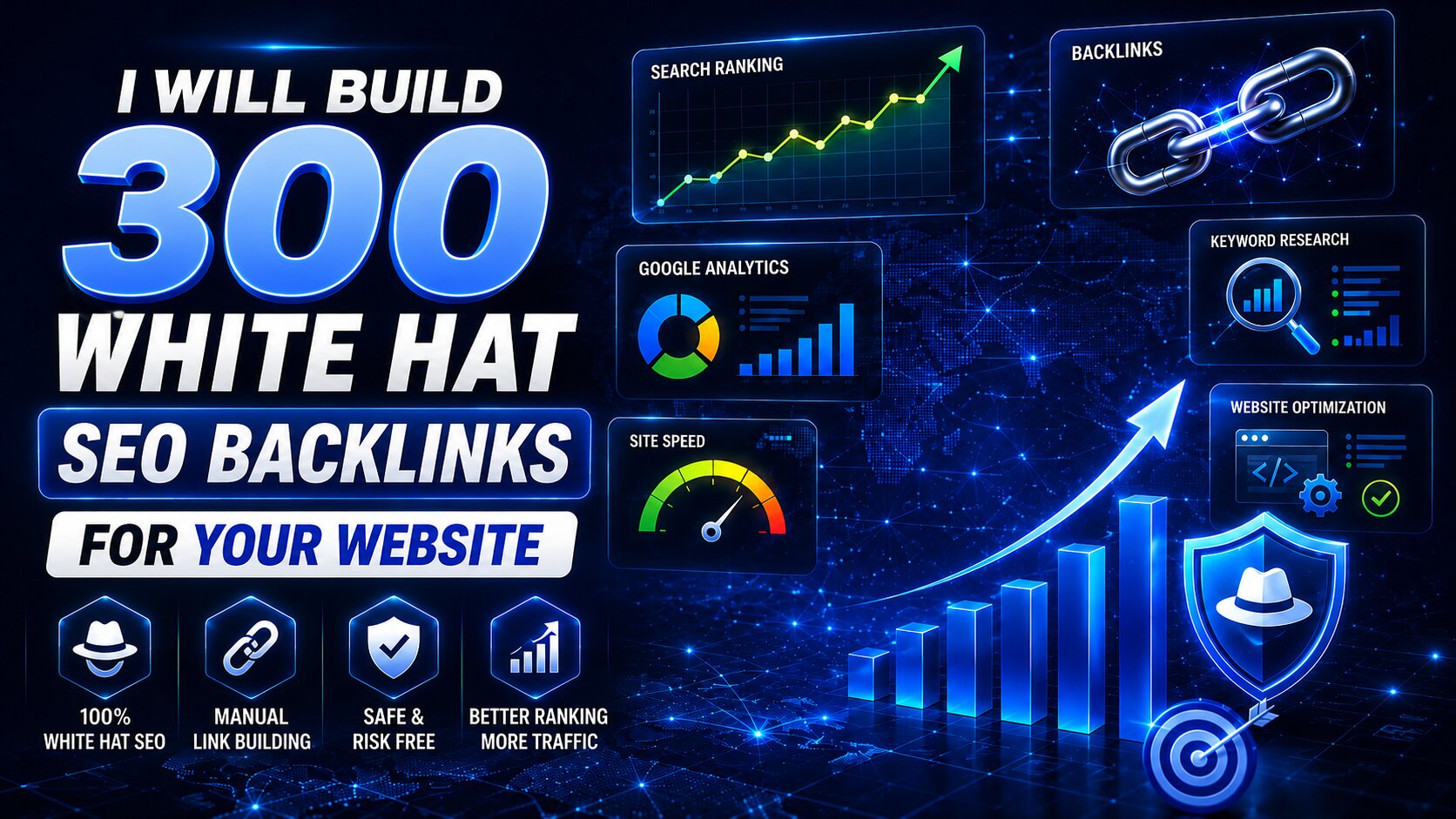 I will build 300 white hat SEO backlinks for your web...