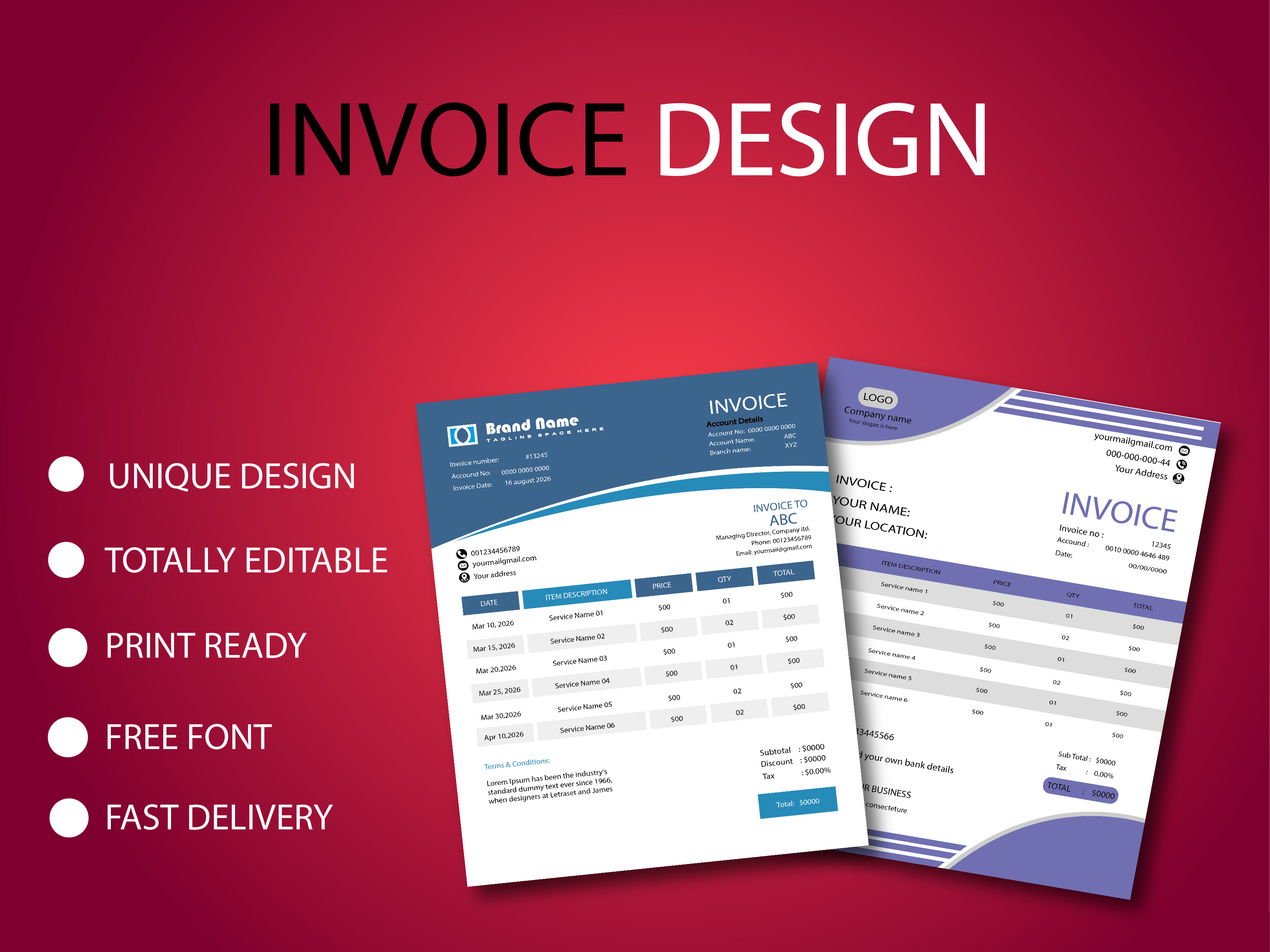 I will perfectly design modern Letterhead, Invoice and calendar.