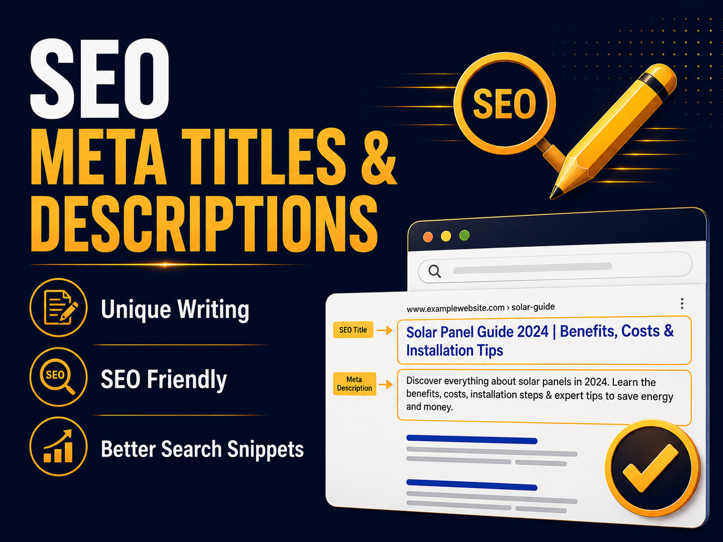 I will write optimized title tags and meta descriptio...