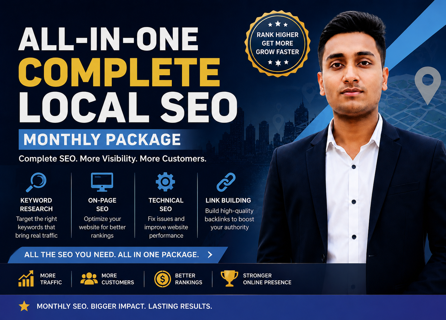 I will provide complete monthly local SEO service to rank your website on Google top