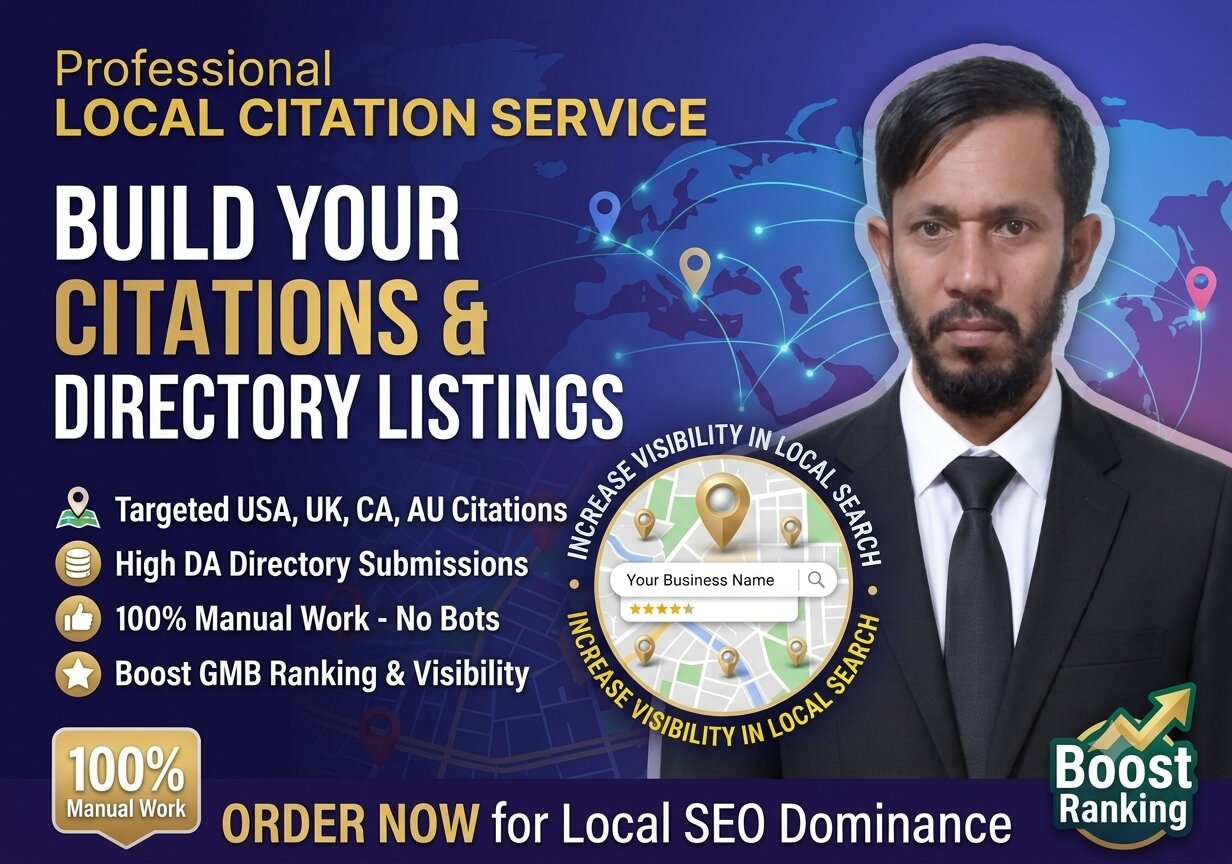 I will do manual 100 local citations for local seo an...