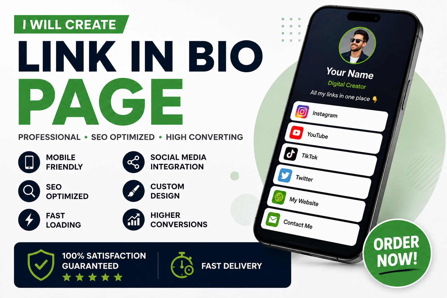 Professional Bio Link Landing Page with Custom Design