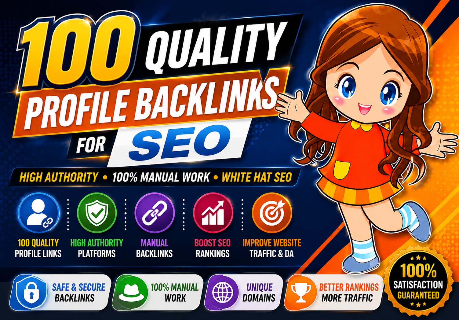 100 Quality Profile Backlinks for SEO