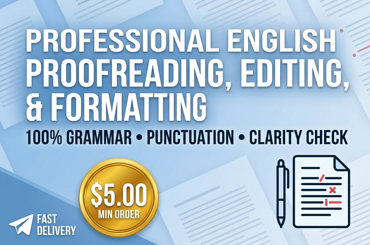 I will perfectly proofread, edit, and format your English documents