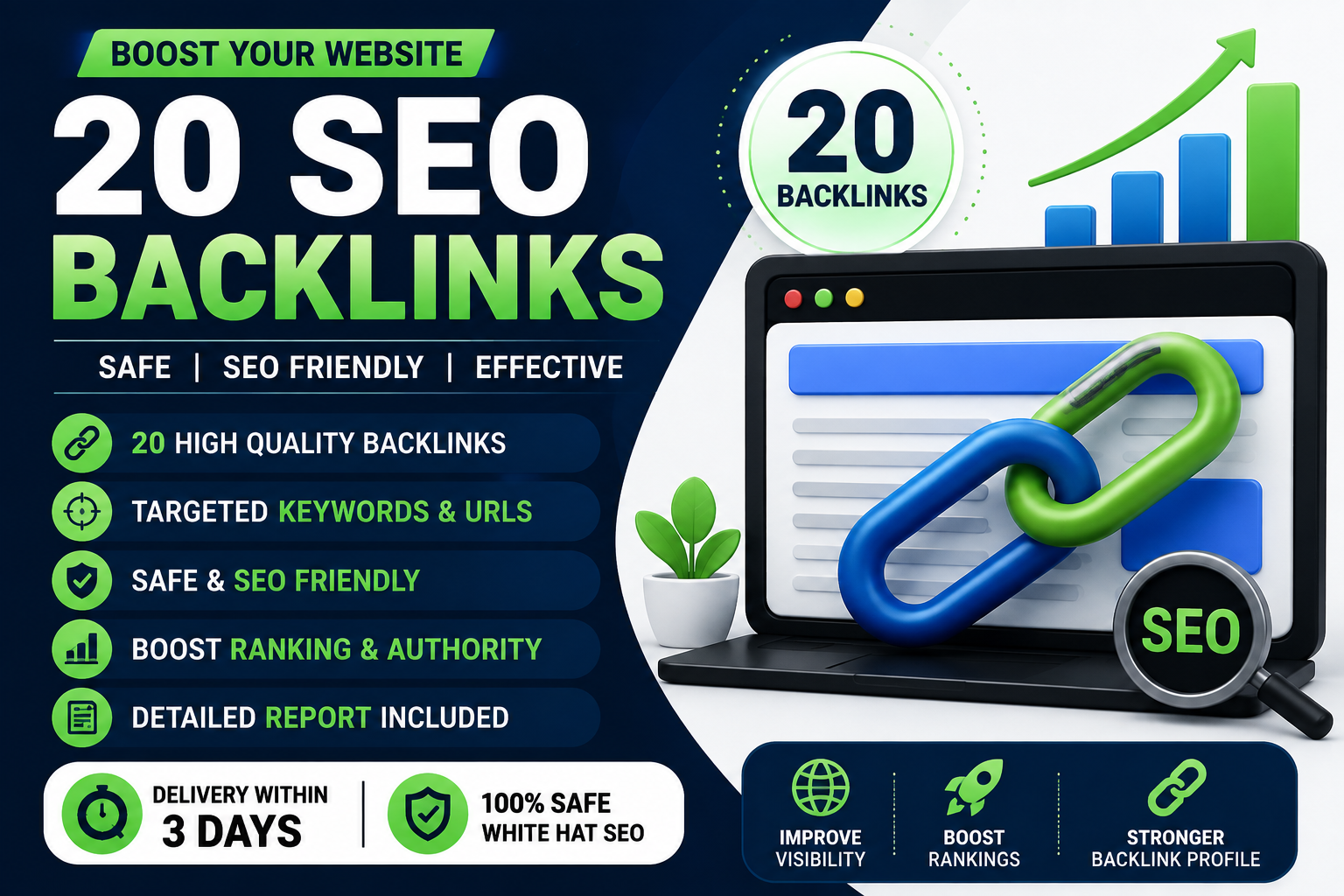 I will build 20 SEO backlinks for a website