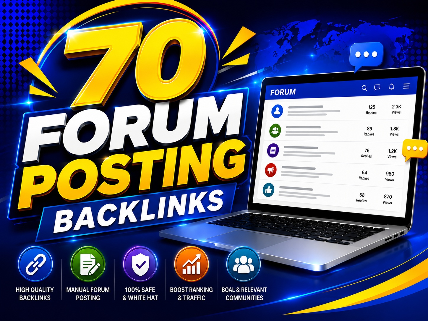  I will do 70 forum posting backlinks, profile links and SEO link building 