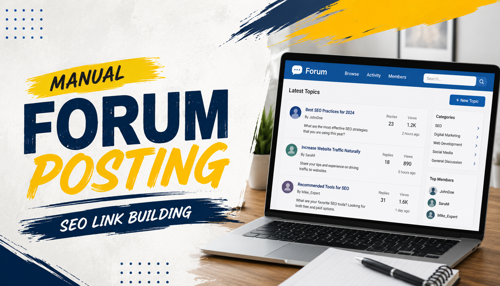 I will do manual forum posting for SEO and link build...