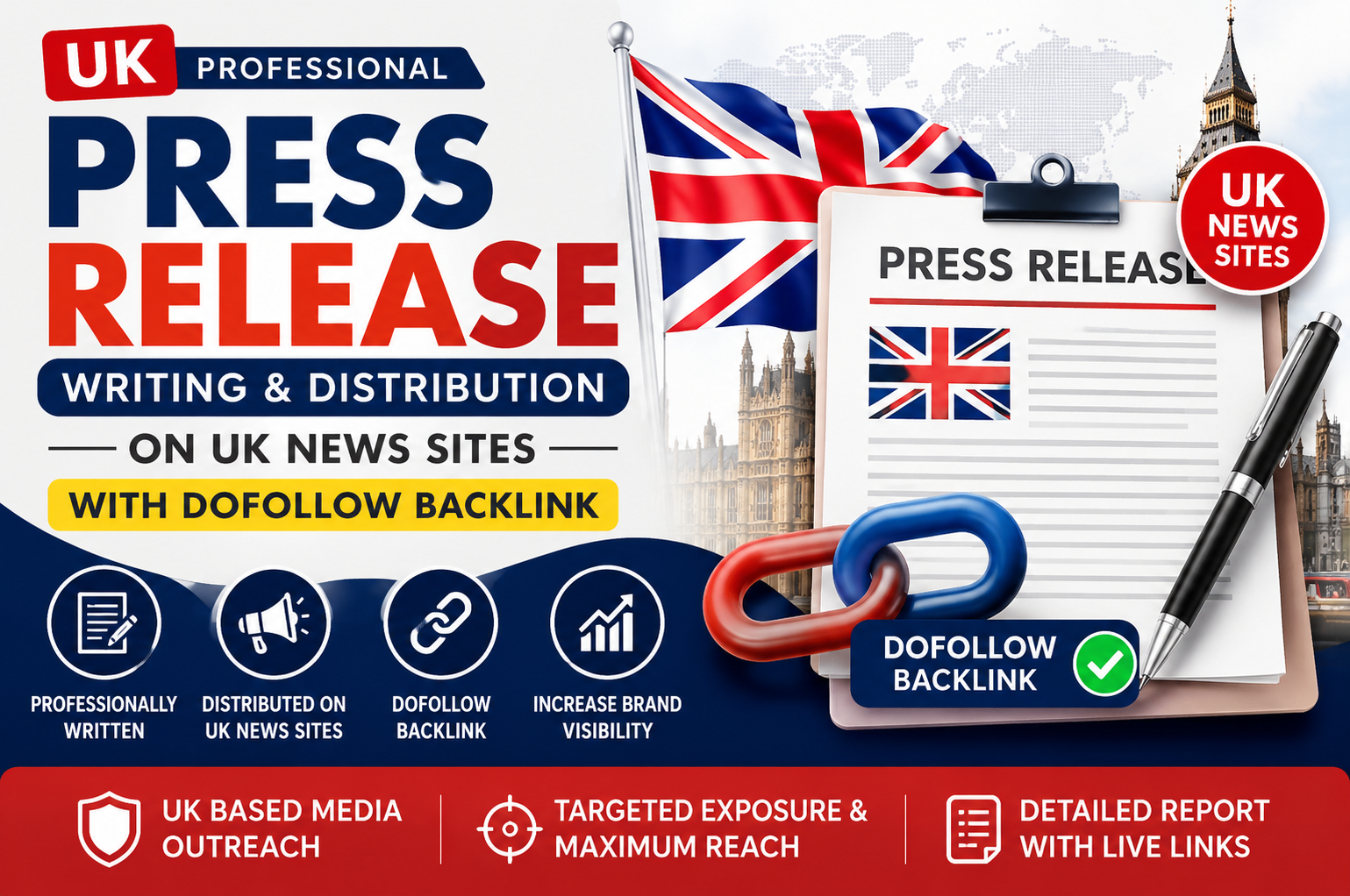 I will write and distribute UK press release on UK ne...