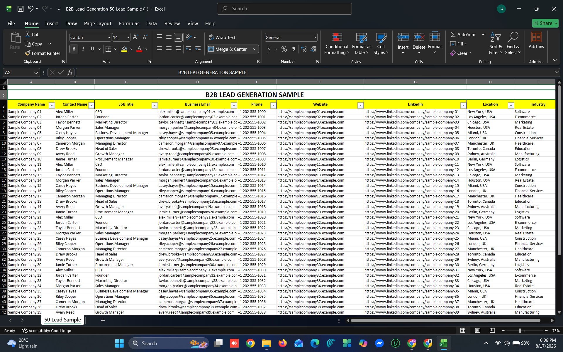 I will do B2B lead generation, targeted email scraping, and web research.