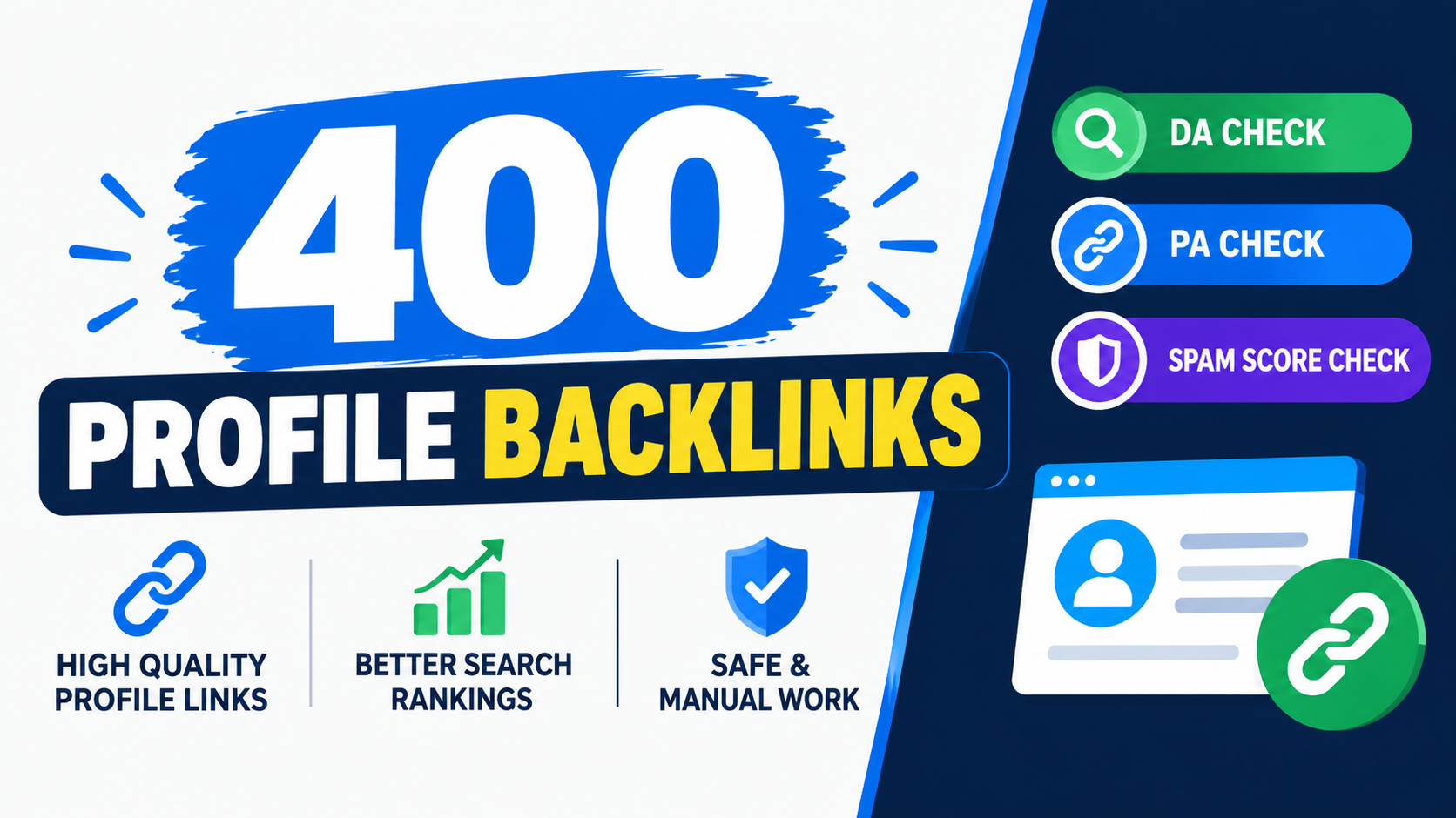 I Will Create 400 Profile Backlinks with DA PA & Spam Score Check