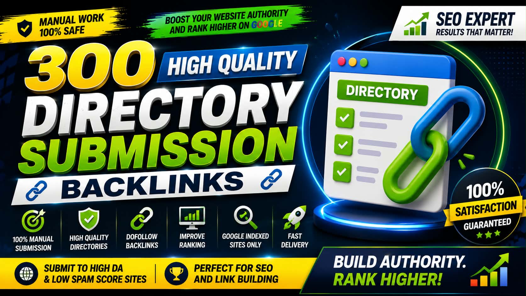 I will build 300 high quality manual directory submis...