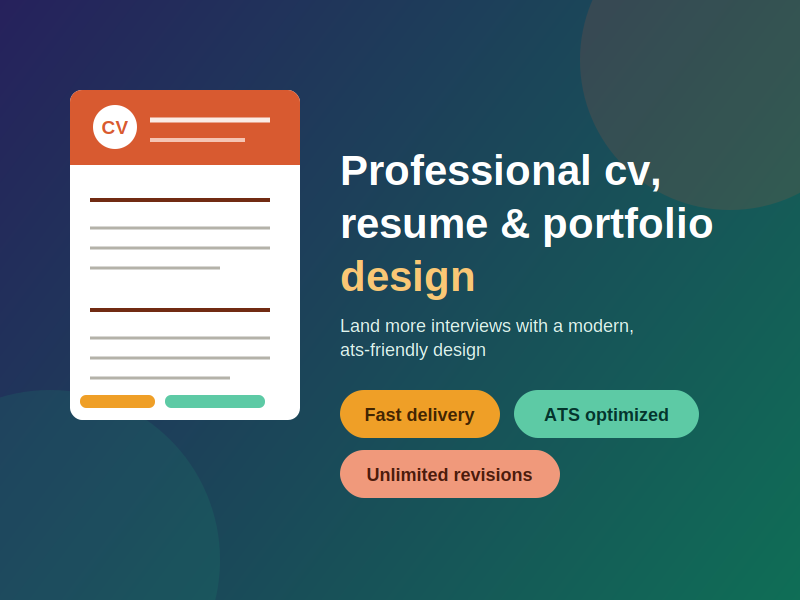 I Will Design a Professional CV, Resume & Portfo...