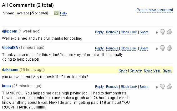 post 5 comments on any of your Youtube Video