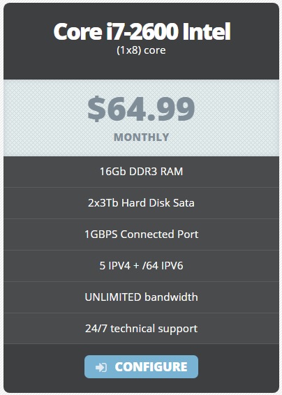 Cheap dedicated server 64.99/M